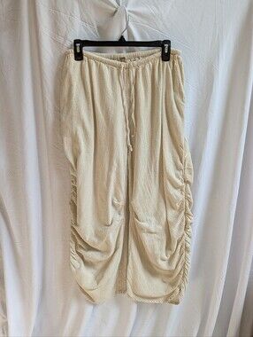 Free People Cream Wide Leg Drawstring Pants